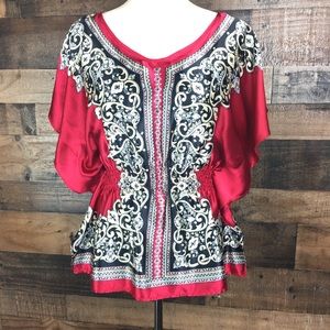 Heart Soul Kimono Style Red Blouse Medium